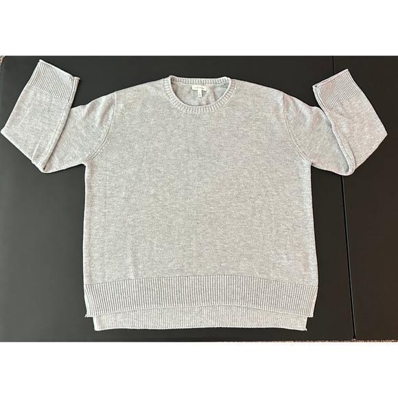 Ella Moss Sweaters - Ella Moss Heather Gray Crewneck Sweater High-Low Side Slit Size L 1397